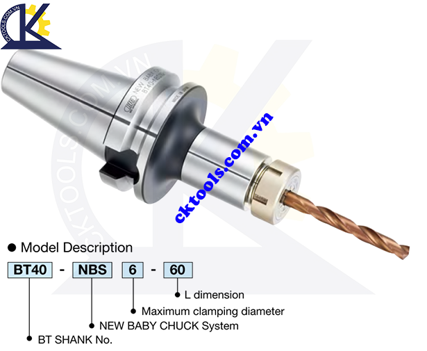 Đầu kẹp dao BT40-NBS6 , Holder  BT40-NBS6 , NEW BABY CHUCK BT40-NBS6