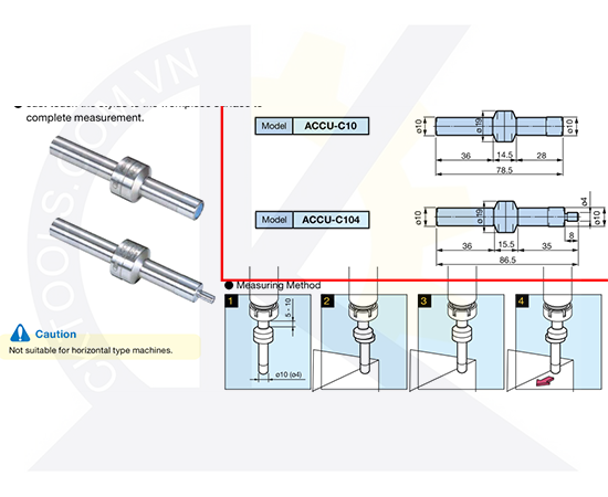 Đầu dò cơ ACCU-C10, Đầu chia tâm ACCU-C10, Đầu rà tâm ACCU-C10, Đầu dò tâm phôi ACCU CENTER, Đầu dò tâm phôi ACCU-C10